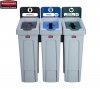 Stacja do Recyklingu Slim Jim® 3 stumienie 87L closed (black)/paper (blue)/ bottles (green)